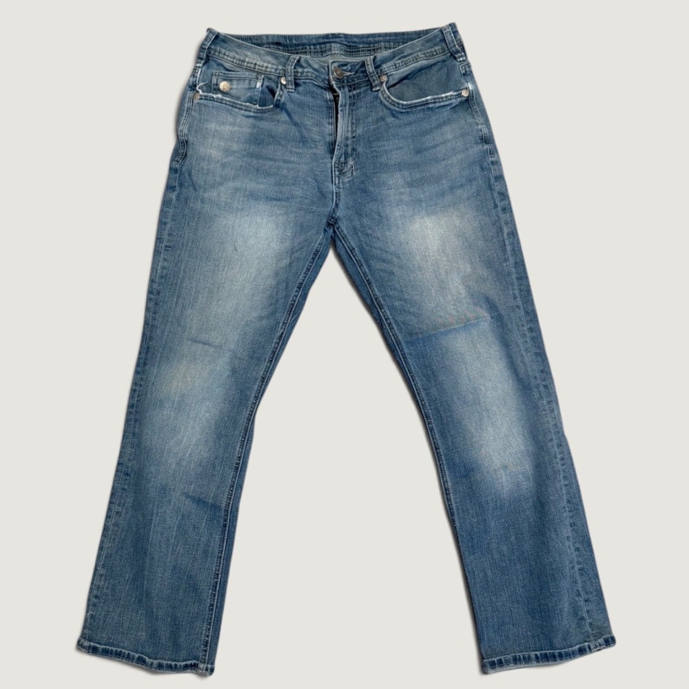 Buffalo David Bitton Mens Straight Leg Jeans Medium Wash 33x30 Stretch Denim